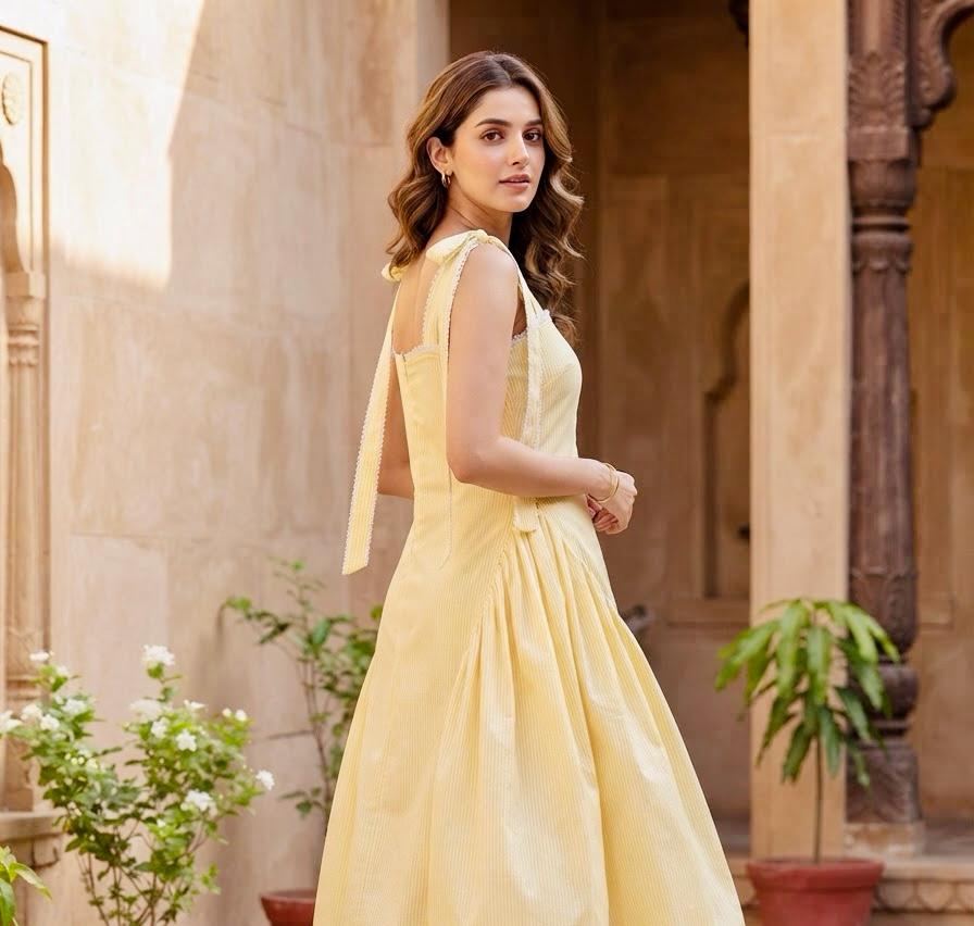 Butter Yellow Lace Dress — alternate view