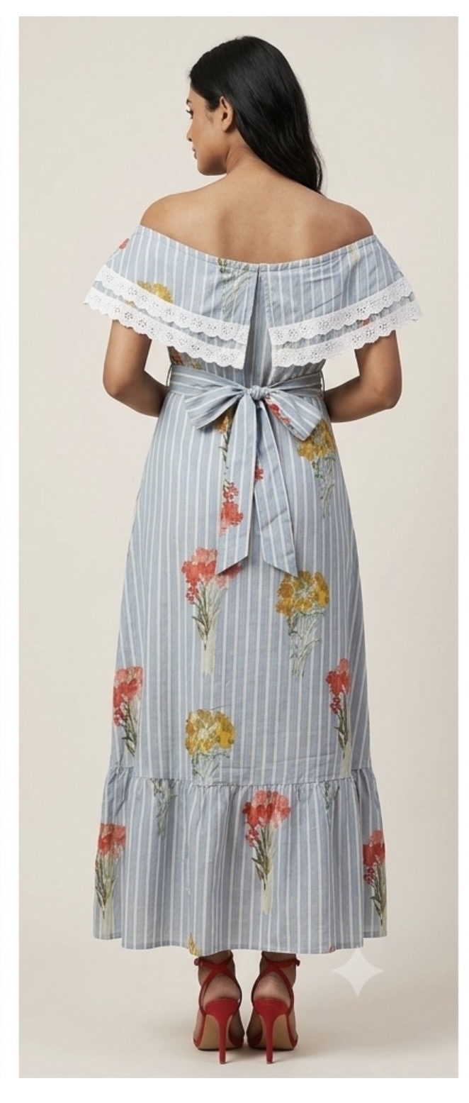 Azure Bloom Off-Shoulder Maxi Dress — alternate view