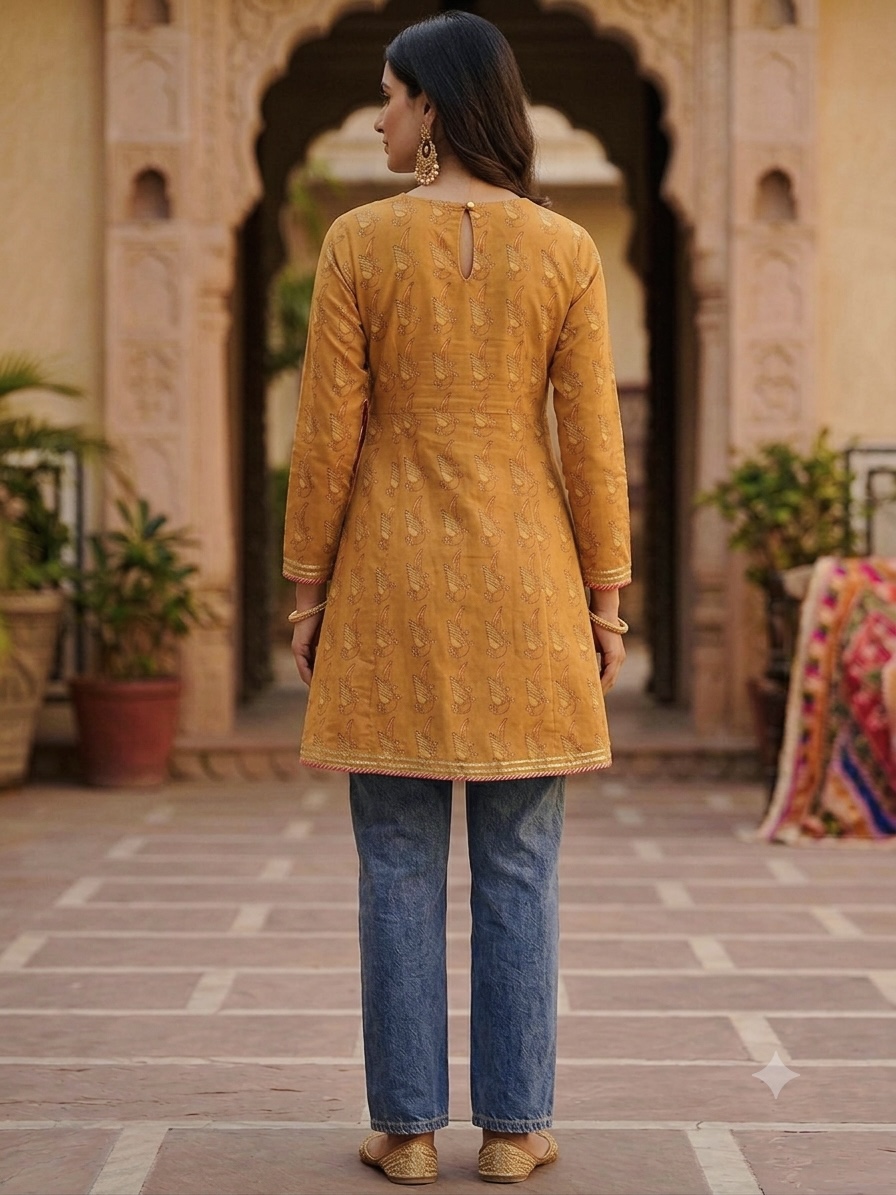Angrakha Parrot Print Kurti — alternate view